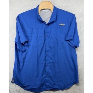 Columbia Shirt Short‎ Sleeve Button Up Blue PFG Vented Fishing Men's 2XL NWOT